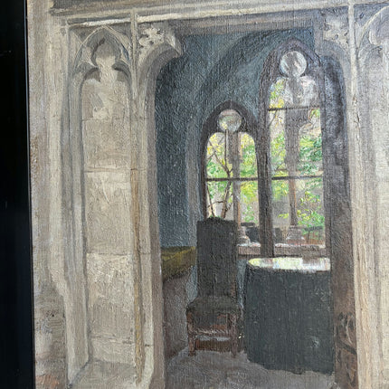 Handcrafted Church Interior Oil Painting "Arched Window" Expressive Artwork Holland Art Shop
