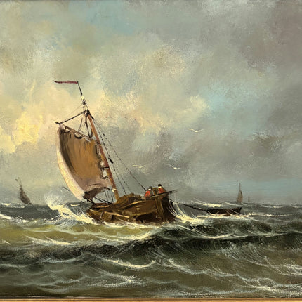 Authentic Seascape Oil Painting "Sailing Boat" Traditional Artwork Holland Art Shop