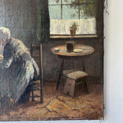 Refined Interior Oil Painting "Seated Woman" Rustic Art Holland Art Shop