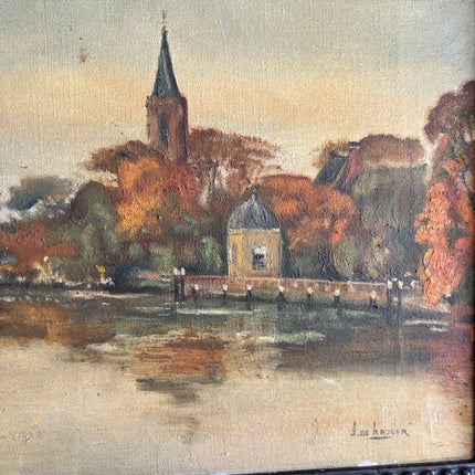 Traditional Landscape Oil Painting "Village Church" Authentic Art Holland Art Shop