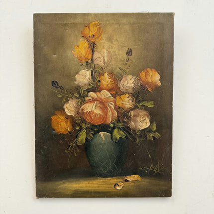 Vintage Floral Still Life Oil Painting "Flower Bouquet" Rustic Artwork Holland Art Shop