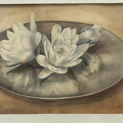 Detailed Still Life Aquarel "Floating Flowers" Vintage Art Holland Art Shop