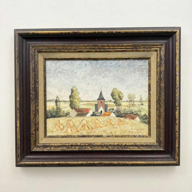 Elegant Landscape Oil Painting "Thatched Church" Expressive Artwork Holland Art Shop