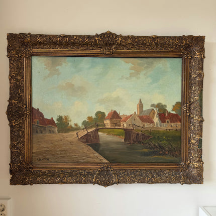 Classic Oil Painting Cityscape "Canal Bridge" Traditional Large Art Holland Art Shop