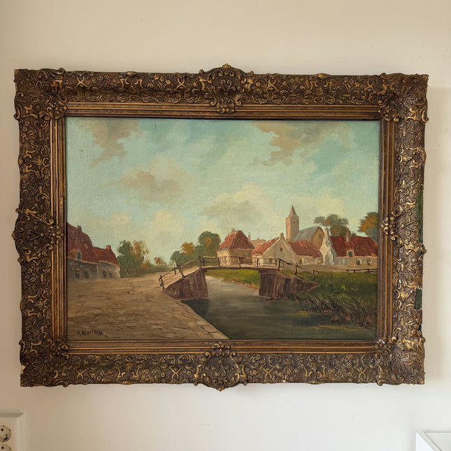 Classic Oil Painting Cityscape "Canal Bridge" Traditional Large Art Holland Art Shop