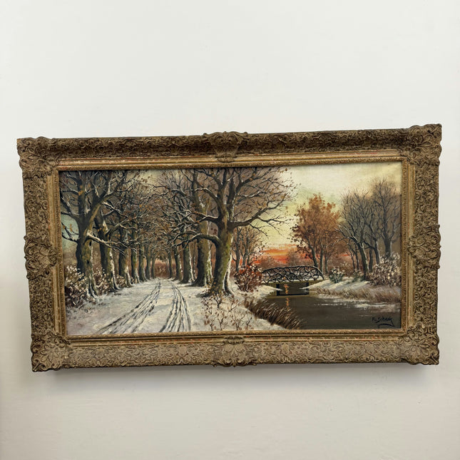 Authentic Winter Landscape Oil Painting "Snowy Trees" Classic Large Artwork Holland Art Shop