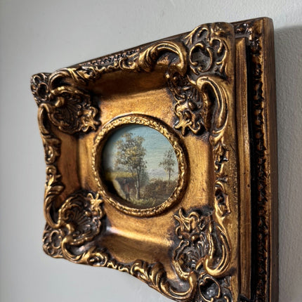 Marvelous Oil Painting Landscape "Harvest Scene" Fine Small Artwork Holland Art Shop
