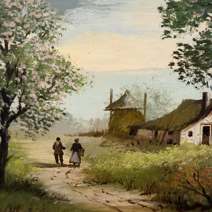 Timeless Landscape Oil Painting "Gilded Frame" Rustic Small Artwork Holland Art Shop