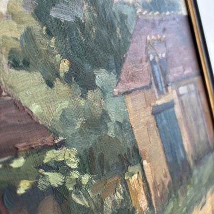 Traditional Farm Oil Painting "Yellow House" Detailed Small Artwork Holland Art Shop