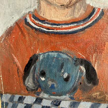 Rustic Figurative Oil Painting "Two Children" Authentic Small Artwork Holland Art Shop