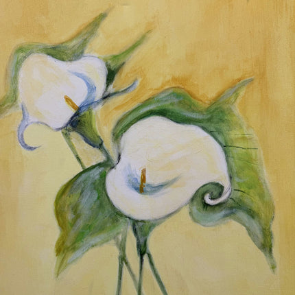 Refined Floral Still Life Oil Painting "Calla Lily" Rustic Art Holland Art Shop