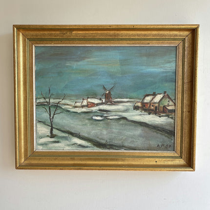 Timeless Winter Landscape Oil Painting "Snowy Village" Handcrafted Artwork Holland Art Shop