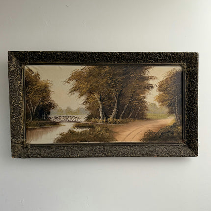 Figurative Oil Painting Landscape "Rustic Bridge" Traditional Large Art