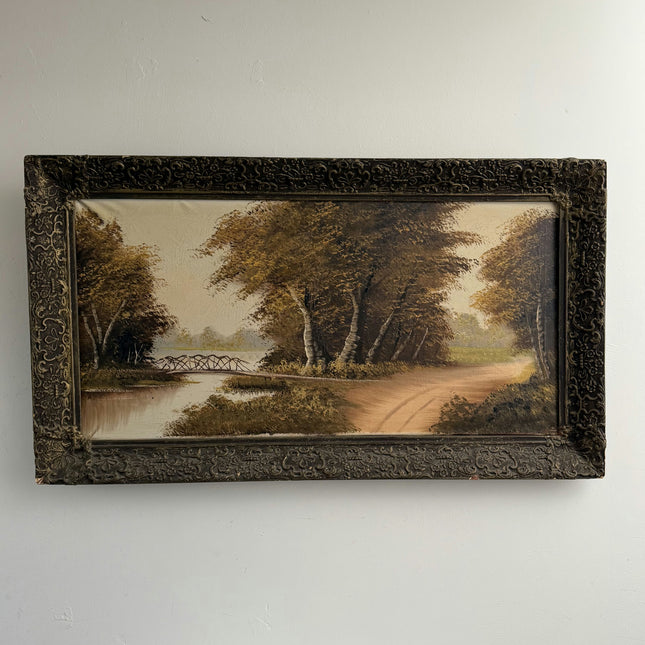 Figurative Oil Painting Landscape "Rustic Bridge" Traditional Large Art