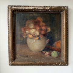 19th Century Oil Painting Floral Still Life "Flower Pot" Medium Art Holland Art Shop