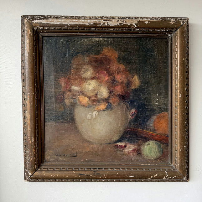 19th Century Oil Painting Floral Still Life "Flower Pot" Medium Art Holland Art Shop