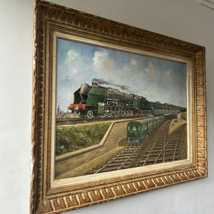 Classic Train Oil Painting "Green Train" Original Large Art Holland Art Shop