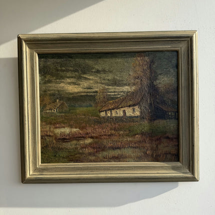 Vintage Farm Oil Painting "Thatched Cottage" Original Art Holland Art Shop