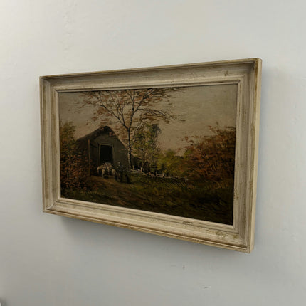 Vintage Landscape Oil Painting "Thatched Cottage" Traditional Art Holland Art Shop