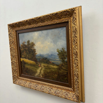 Detailed Landscape Oil Painting "Two Figures" Refined Small Art Holland Art Shop