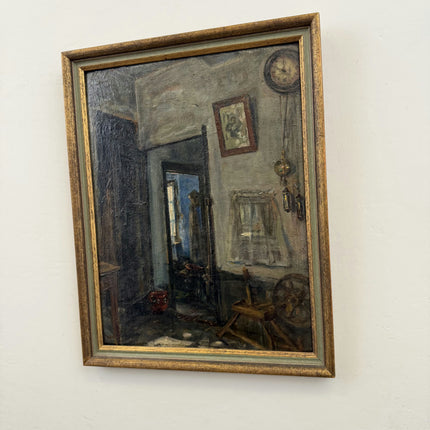 K Vercruysse Handcrafted Interior Oil Painting "Wooden Chair" Timeless Artwork Holland Art Shop