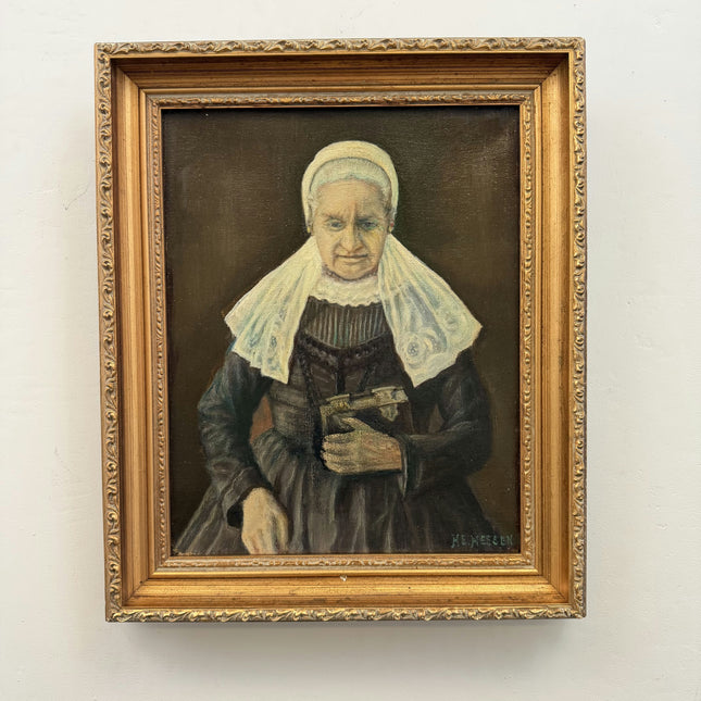 Original Portrait Oil Painting "Painted Surface" Authentic Small Artwork Holland Art Shop