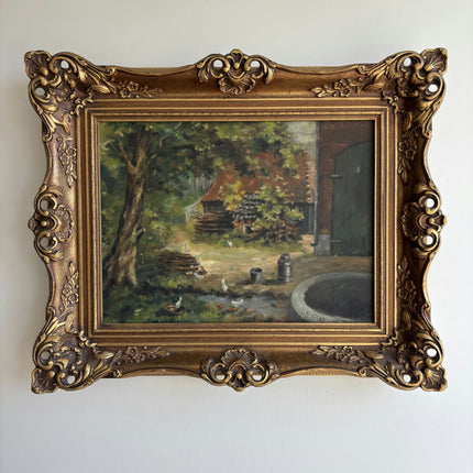 Expressive Farm Oil Painting "Ornate Frame" Refined Breda  Artwork Holland Art Shop
