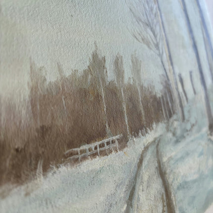 Refined Winter Landscape Oil Painting "Snowy Path" Traditional Small Art Holland Art Shop
