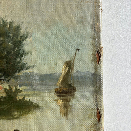 Antique Landscape Oil Painting "Tall Tree" Timeless Small Artwork Holland Art Shop