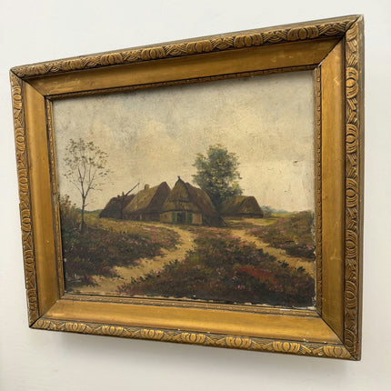 Vintage Farm Oil Painting "Thatched Cottage" Traditional Artwork Holland Art Shop