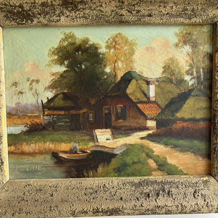 Handcrafted Farm Oil Painting "Thatched Cottage" Refined Artwork Holland Art Shop