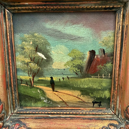 Refined Landscape Oil Painting "Walking Figure" Classic Small Artwork Holland Art Shop