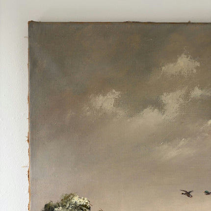 Handcrafted Animals Oil Painting "Pointing Dogs" Expressive Large Artwork Holland Art Shop