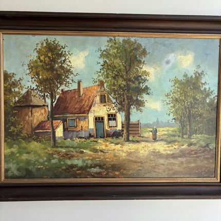 Detailed Landscape Oil Painting "Thatched Cottage" Traditional Dutch Art Holland Art Shop