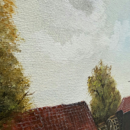 Classic Landscape Oil Painting "Watermill Building" Original Dutch Artwork Holland Art Shop