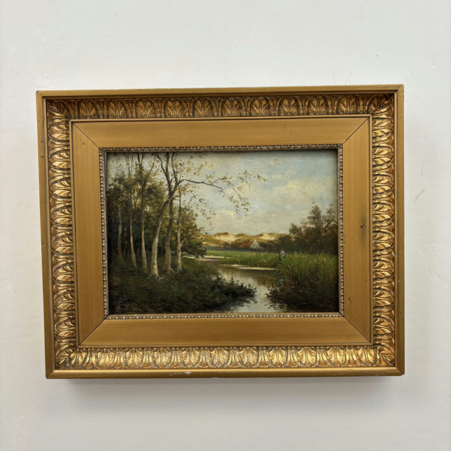 Vintage Landscape Oil Painting "Ornate Frame" Timeless Small Artwork Holland Art Shop