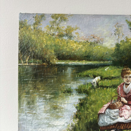 Original Oil Painting Figurative "Flower Basket" Handcrafted Small Art Holland Art Shop