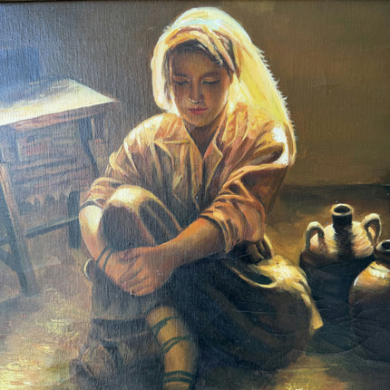 Elegant Portrait Oil Painting "Seated Woman" Rustic Artwork Holland Art Shop