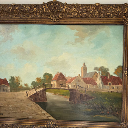 Classic Oil Painting Cityscape "Canal Bridge" Traditional Large Art Holland Art Shop