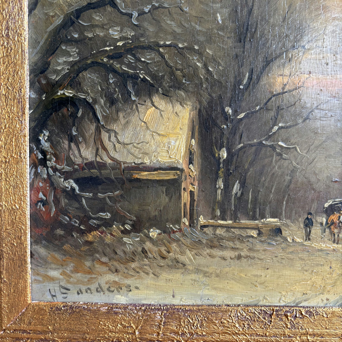 Authentic Winter Landscape Oil Painting 