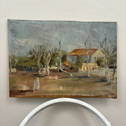 Original Landscape Oil Painting "Orange Roof House" Expressive Small Artwork Holland Art Shop