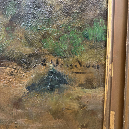 Elegant Animals Oil Painting "Grazing Cows" Vintage Dutch Artwork Holland Art Shop