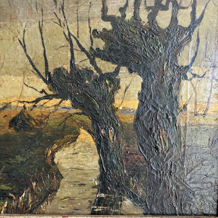 Expressive Landscape Oil Painting "Twisted Tree" Vintage Art Holland Art Shop