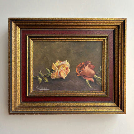 Classic Floral Still Life Oil Painting "Framed Roses" Handcrafted Artwork Holland Art Shop