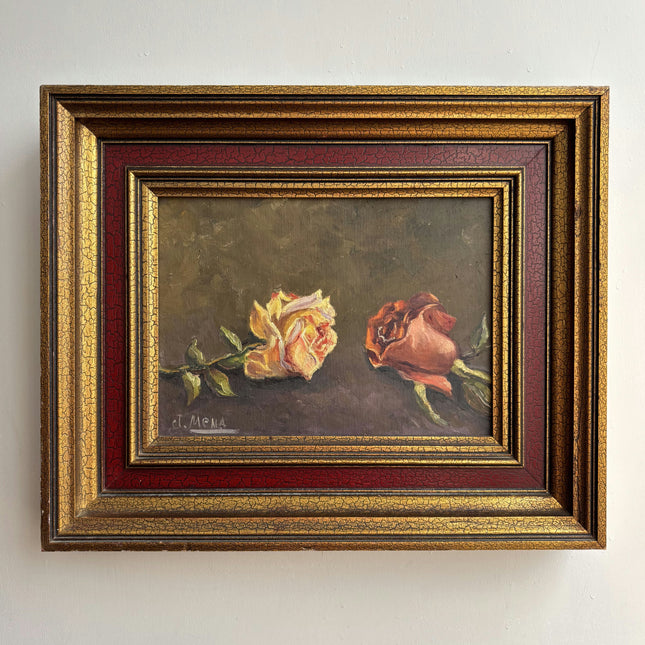 Classic Floral Still Life Oil Painting "Framed Roses" Handcrafted Artwork Holland Art Shop