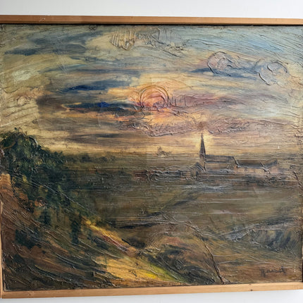Classic Scenery Oil Painting "Setting Sun" Rustic Large Artwork Holland Art Shop