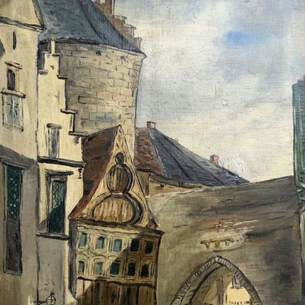Expressive Cityscape Oil Painting "Stone Archway" Detailed Artwork Holland Art Shop