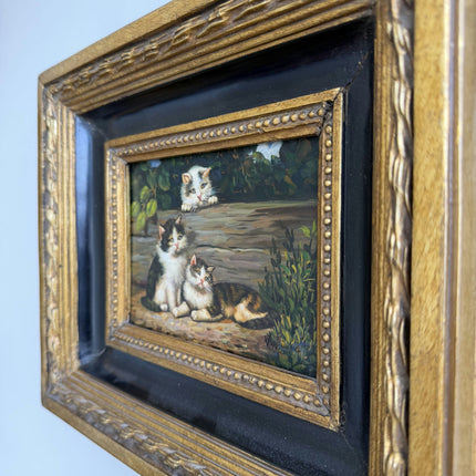 Detailed Animals Oil Painting "Three Kittens" Expressive Small Artwork Holland Art Shop