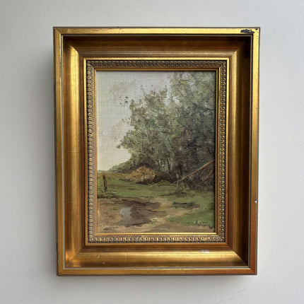 Detailed Landscape Oil Painting "Gilded Frame" Expressive Small Art Holland Art Shop