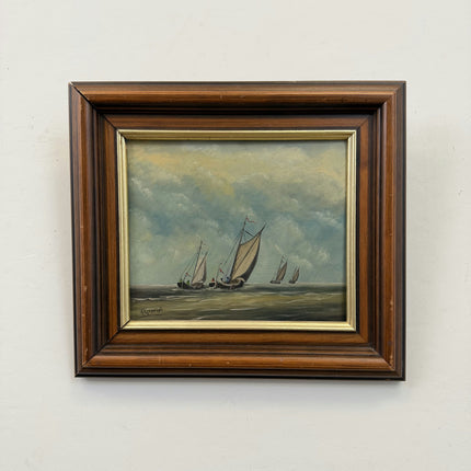 Traditional Seascape Oil Painting "Sailing Boats" Handcrafted Small Art Holland Art Shop